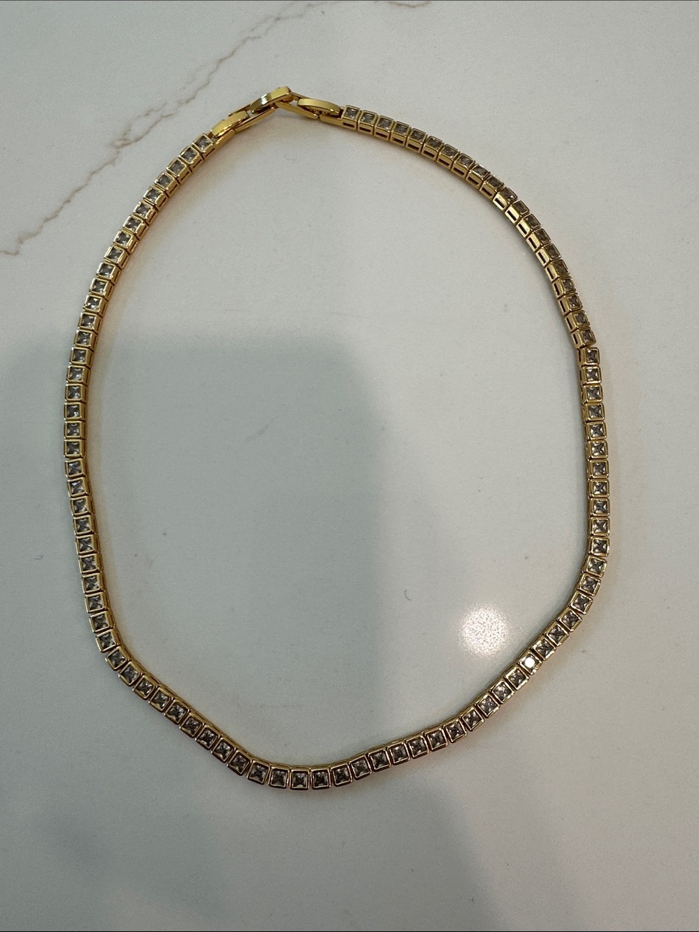 J. Crew Gold-Tone Tennis Necklace with Clear Stones